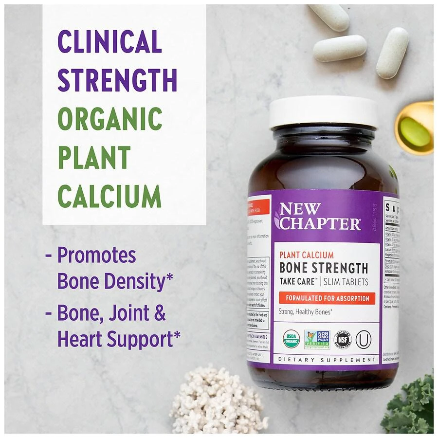 New Chapter Bone Strength Take Care, Organic Plant Calcium, Slim Tabs 5