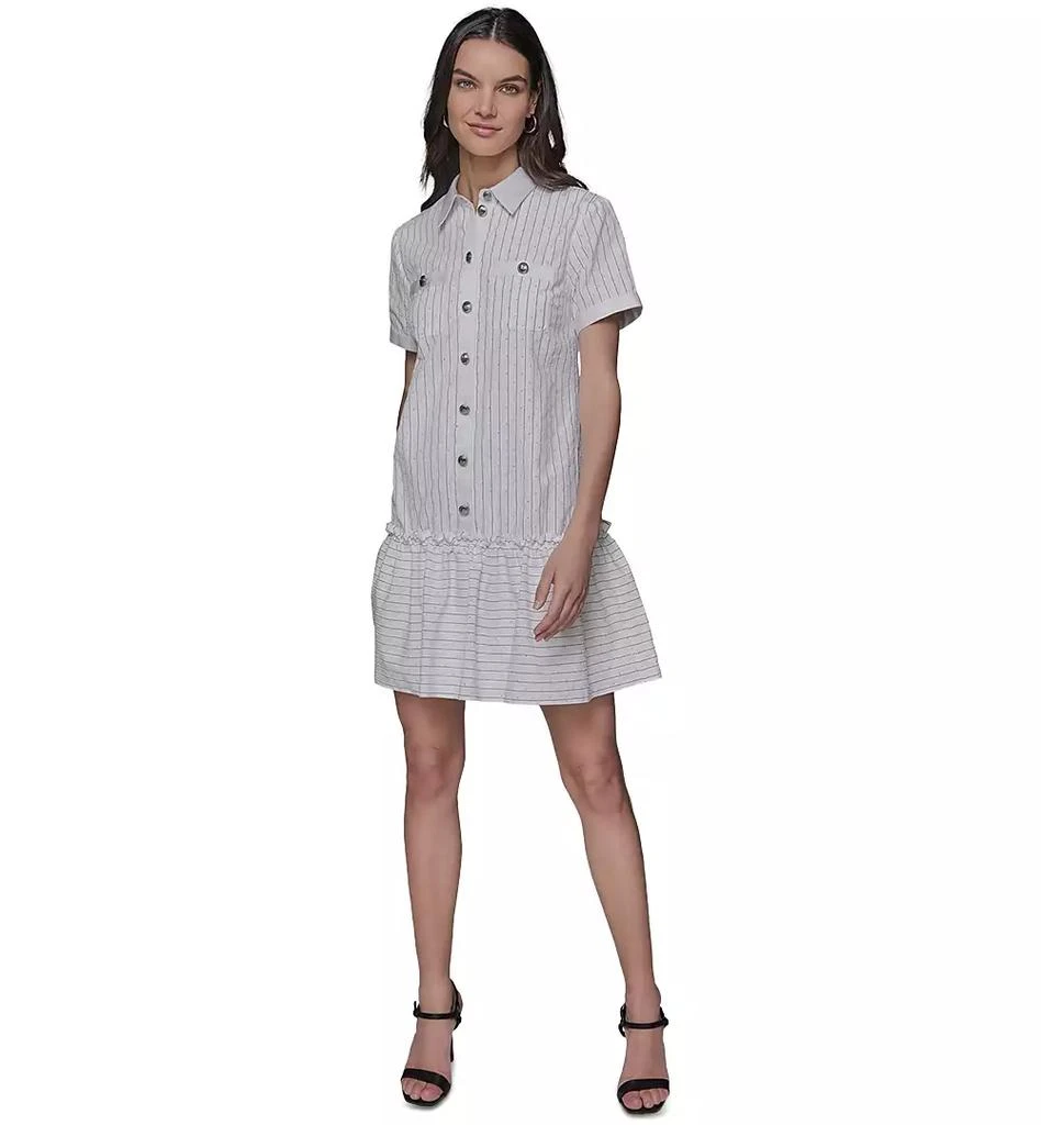 Karl Lagerfeld Paris Women's Embellished Shirred Shirtdress 2
