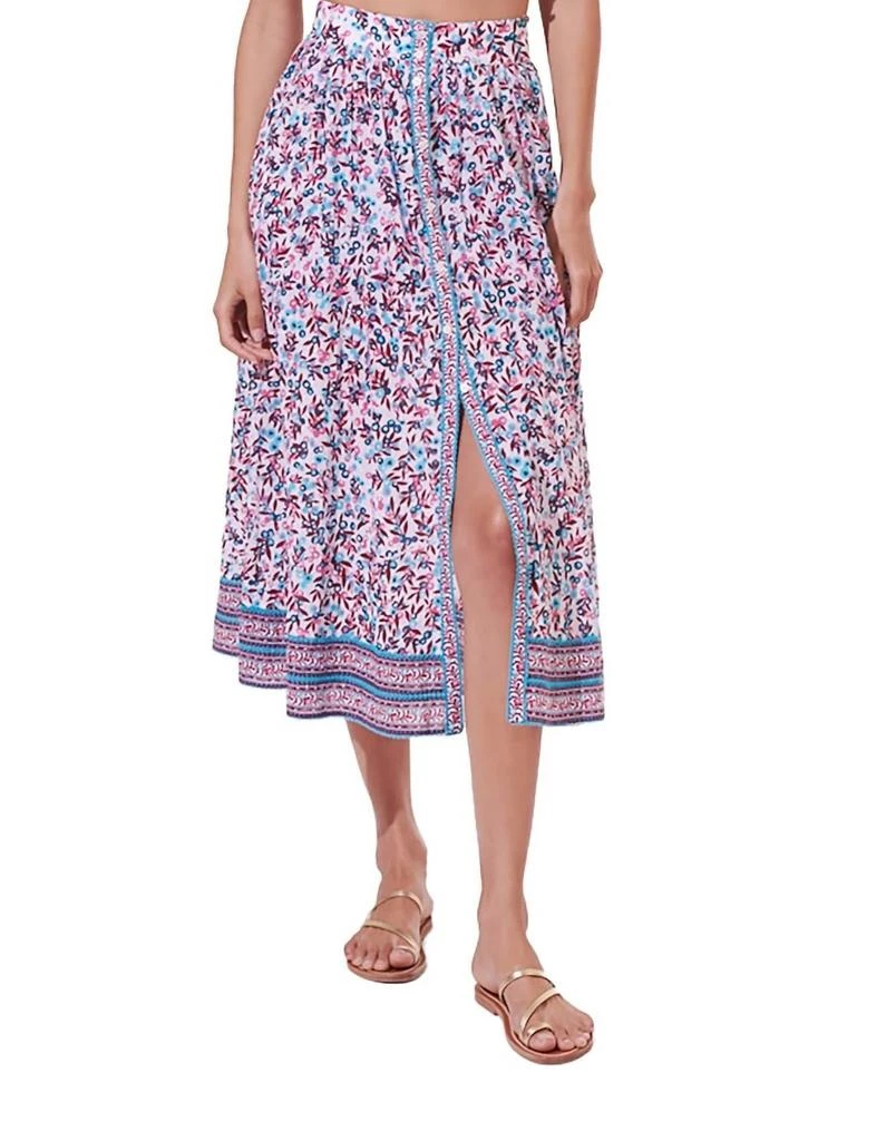 Poupette St Barth Reine Midi Skirt In Aqua Blueberry 1