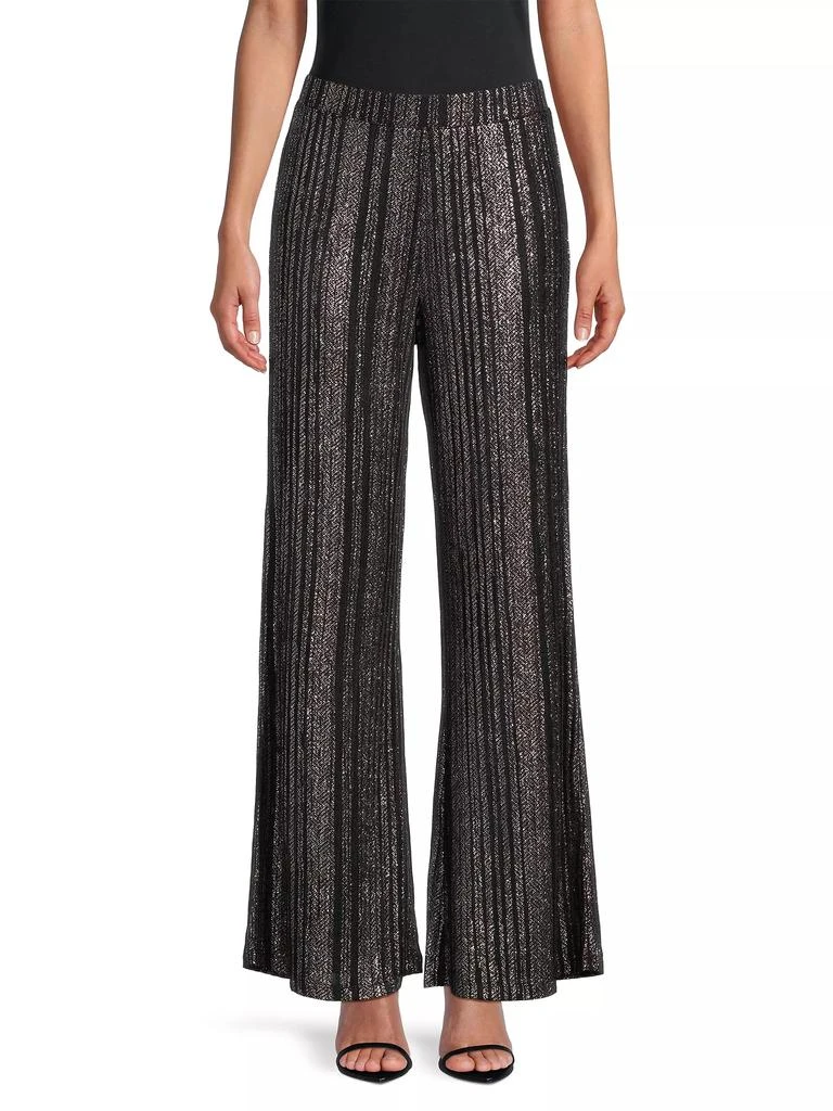 Johnny Was Jenna Metallic Plissé Wide-Leg Pants 3