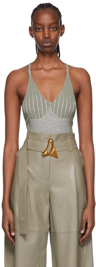 AERON Green Viscose Silver Bodysuit 1