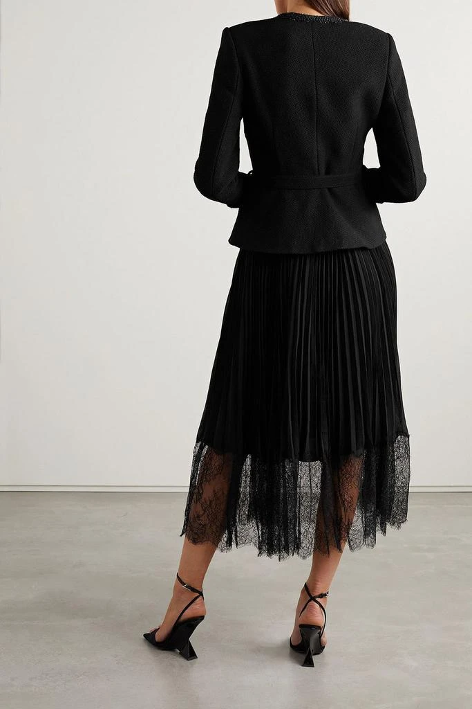 Self Portrait Embellished lace-trimmed georgette and woven midi dress 3