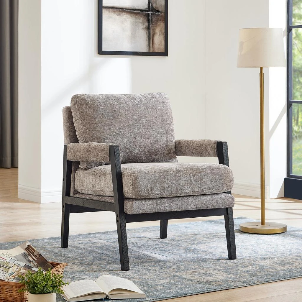 Streamdale Furniture Streamdale Mid-Century Modern Chenille Upholstered Accent Armchair, Grey