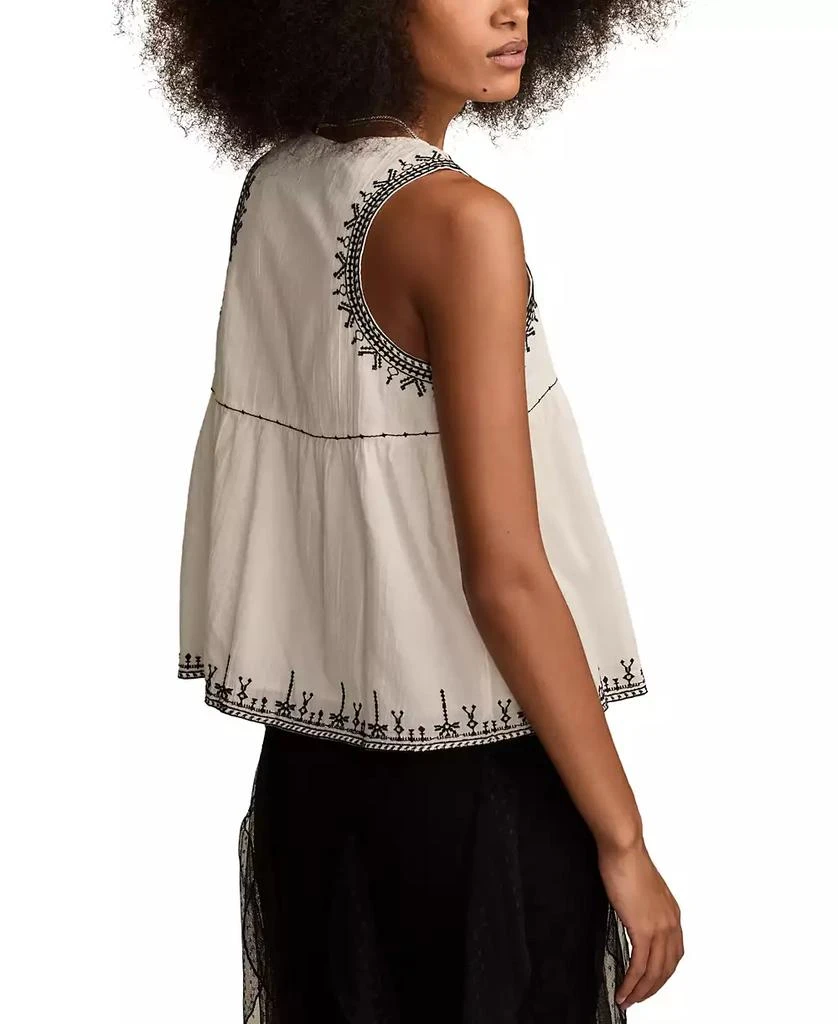 Lucky Brand Women's Cotton Embroidered Henley Racer Tank Top 2