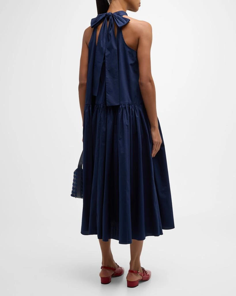 Staud Marlowe Halter Neck-Tie Cotton Poplin Midi Dress 5