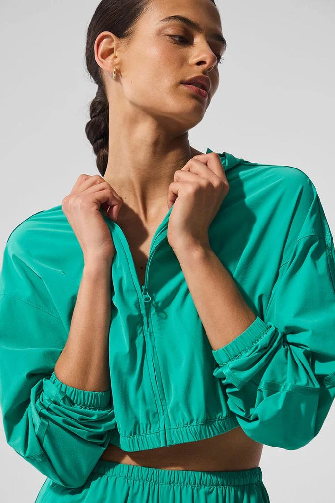 Alo Cropped Breezy Full-Zip Hoodie - Spruce Green 5