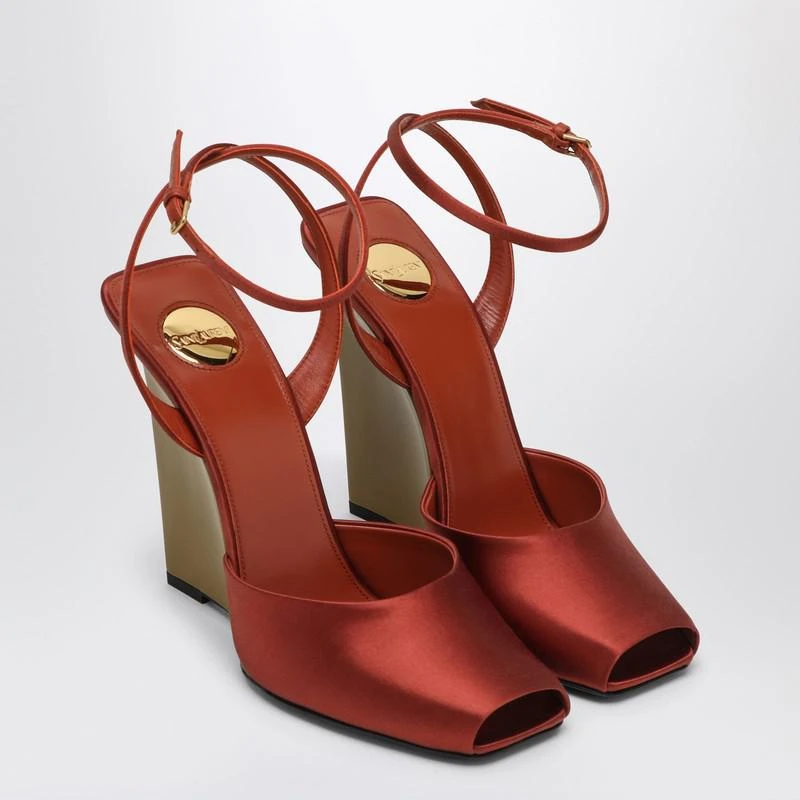 Yves Saint Laurent Zeppe La Scandale in satin rust color 2