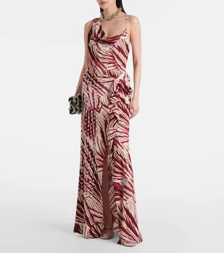 Dries Van Noten Printed draped crêpe gown 2