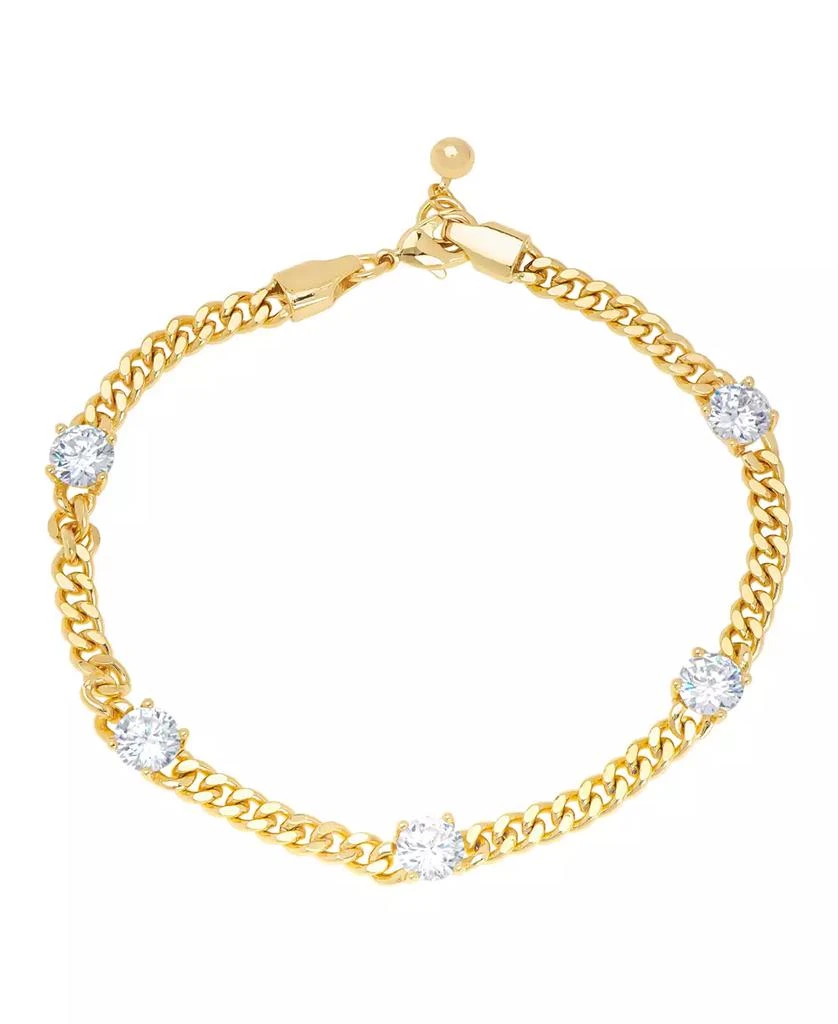 Macy's Gold Plated Cubic Zirconia Cuban Link Bracelet 1