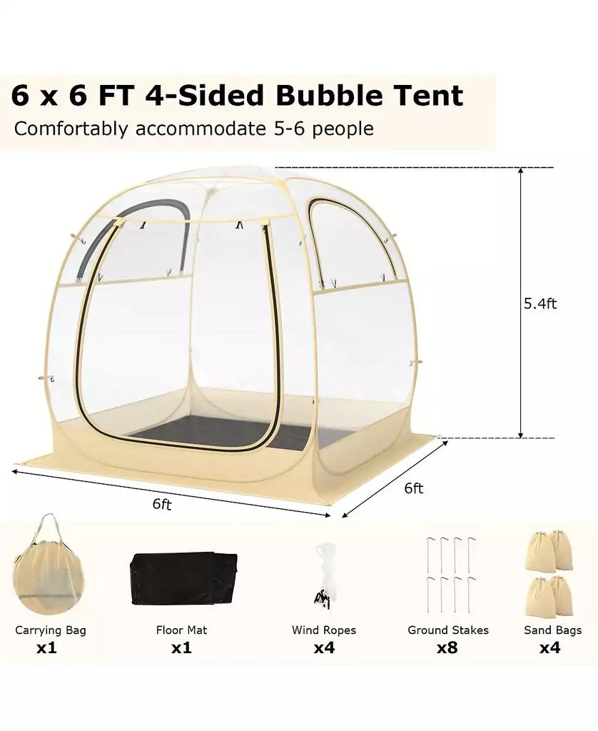 KUYOTQ Instant Pop up Sports Tent with Carrying Bag and Floor Mat for 1-2/5-6 People 3