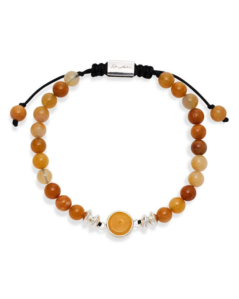 Jan Leslie Yellow Jade & Sterling Silver Beaded Medallion Bracelet 1