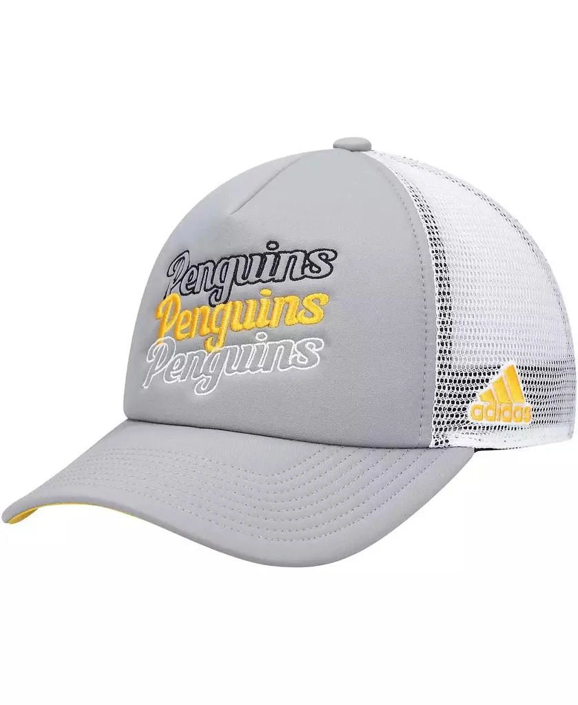 Adidas Women's Gray, White Pittsburgh Penguins Foam Trucker Snapback Hat 1