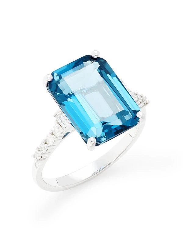 Effy 14K White Gold, 0.20 TCW Diamond
London Blue Topaz Cocktail Ring 1