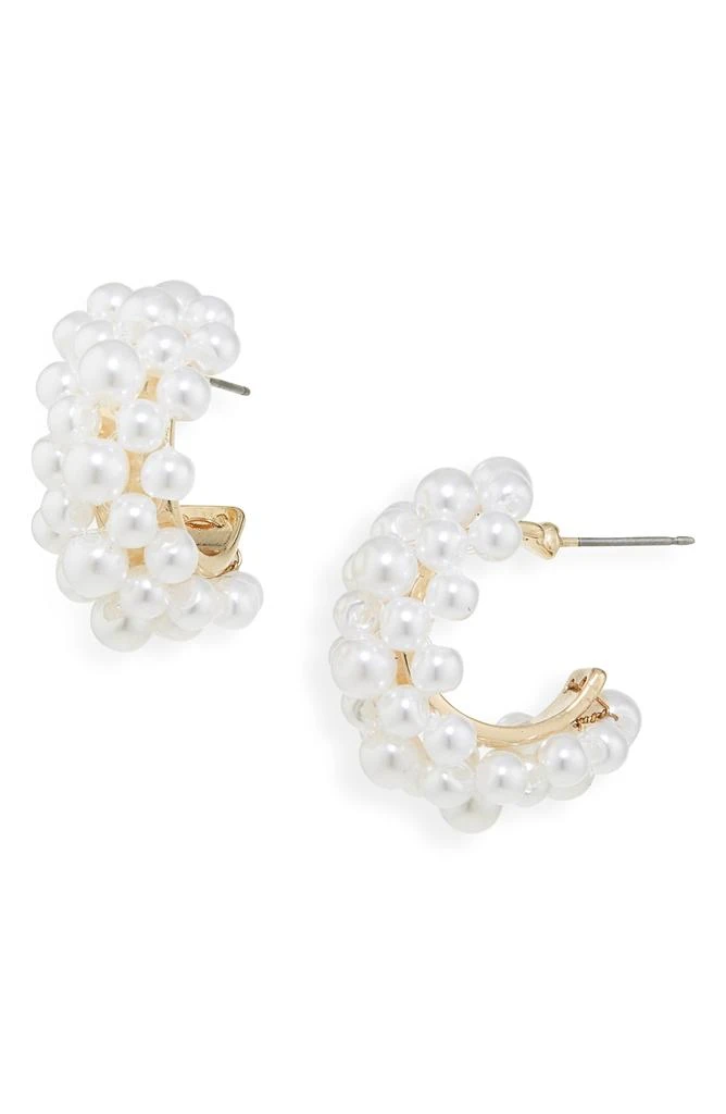 Cara Pearl Cluster Hoop Earrings