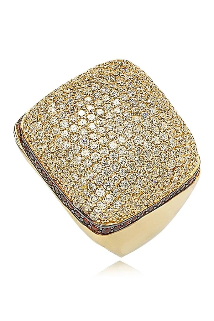 Suzy Levian 14K Yellow Gold Plated Sterling Silver Pavé CZ Square Ring 5