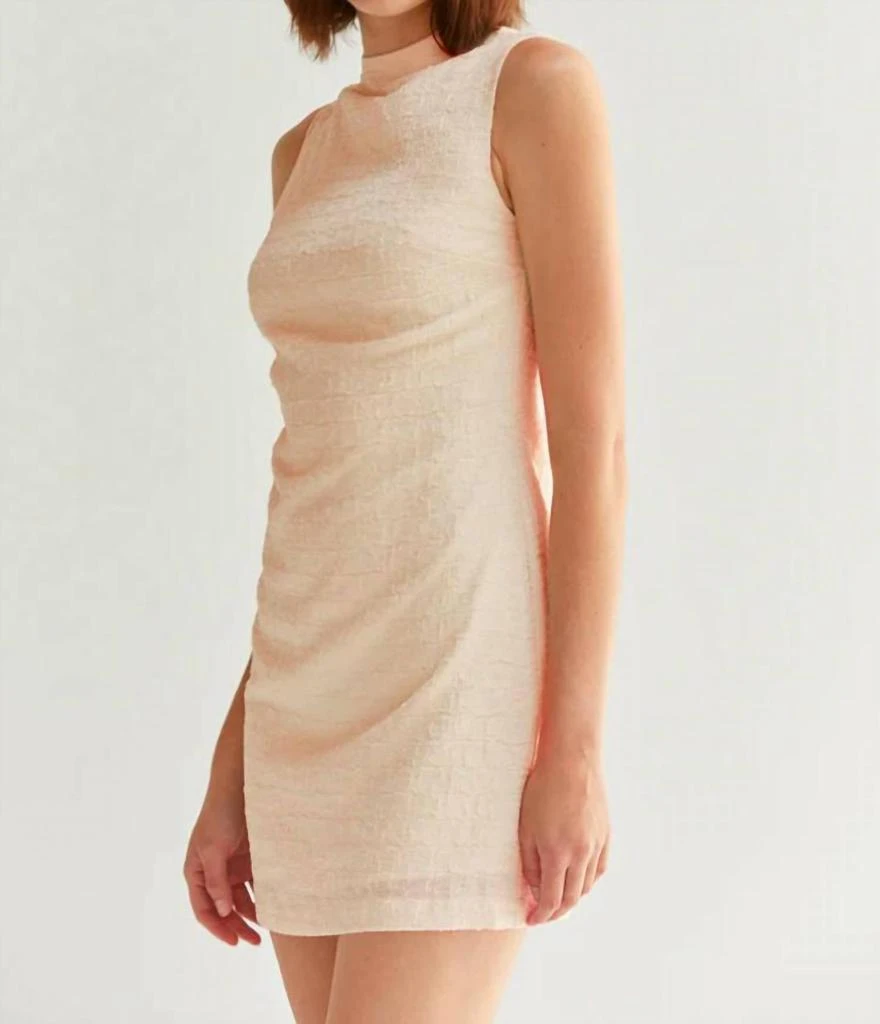 CRESCENT Textured Mini Sheath Dress In Cream 3