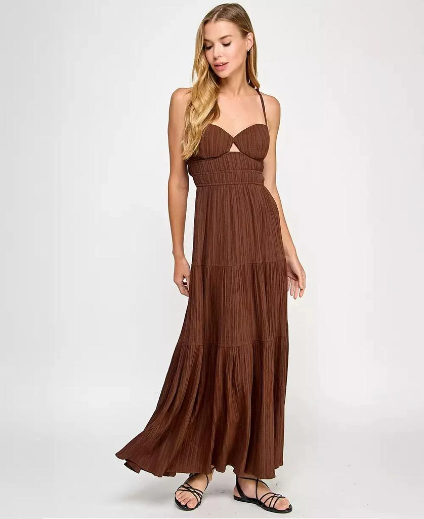 City Studios Juniors' Textured Keyhole Strappy Maxi Dress 4