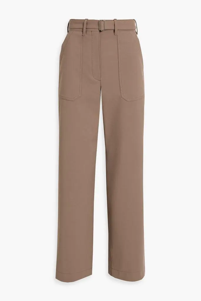 Theory Belted cotton-blend twill wide-leg pants