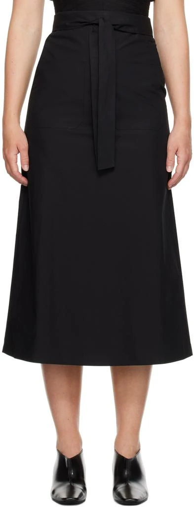 Totême Black Tie-Waist Midi Skirt 1