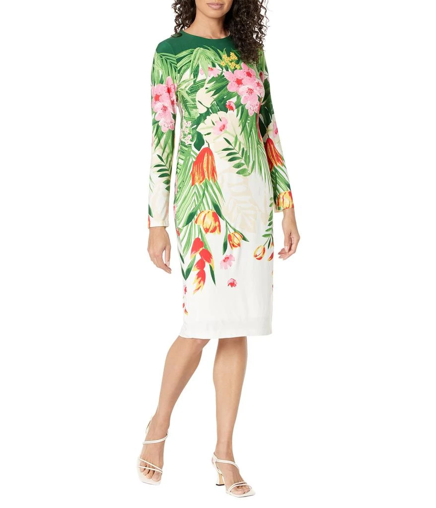 Maggy London Long Sleeve Floral Sheath Dress 1