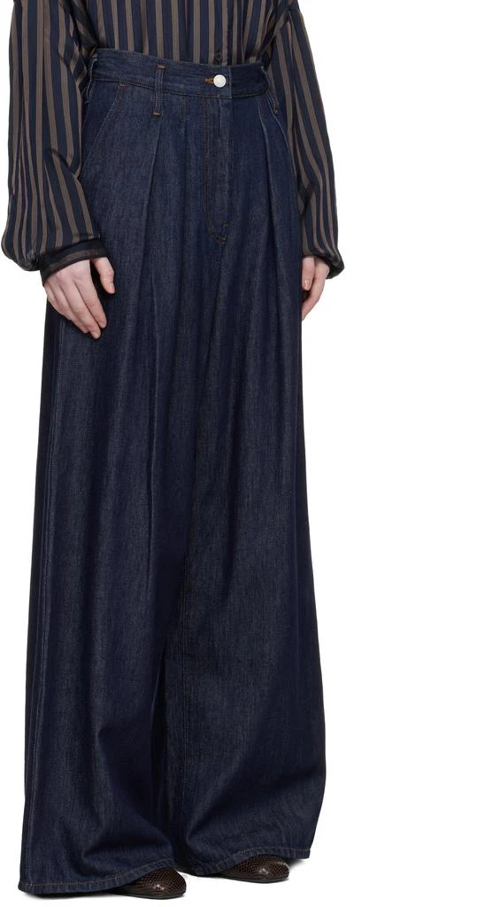 Dries Van Noten Indigo Wide Pleated Jeans 2