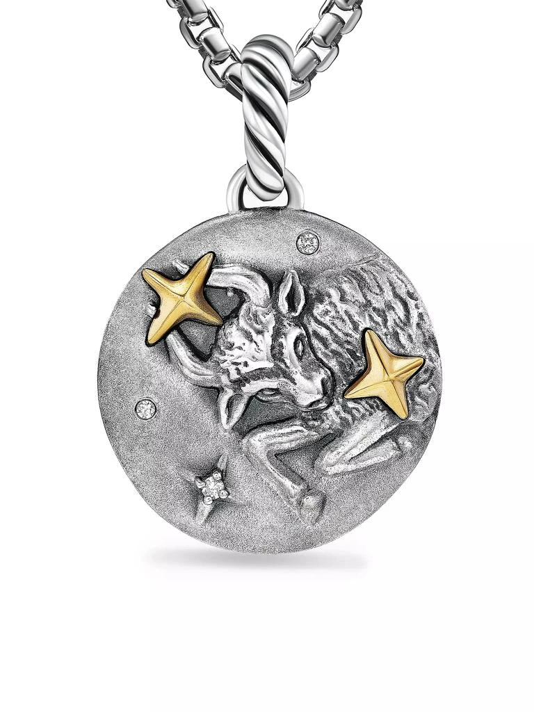 David Yurman Taurus Amulet in Sterling Silver with 18K Yellow Gold and Diamonds, 19MM 4