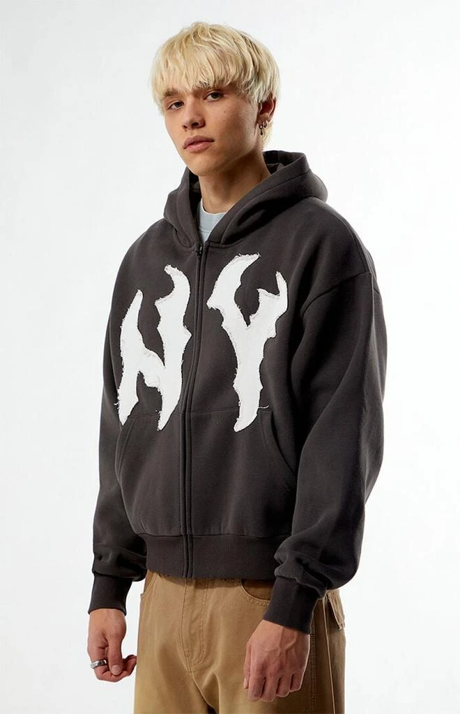 PacSun NY Raw Applique Full Zip Up Hoodie 3