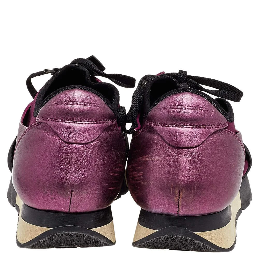 Balenciaga Balenciaga Burgundy/Purple Leather And Canvas Race Runner Sneakers Size 40 5