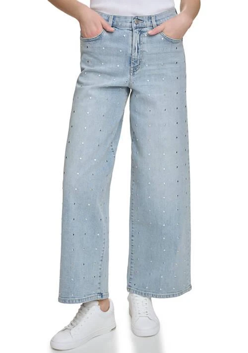 DKNY Jeans Womens Wide Leg Stud Jeans 1