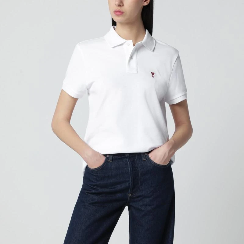 AMI White Ami De Coeur polo shirt