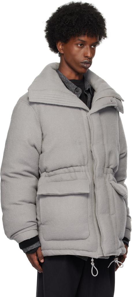 AURALEE Gray Brushed Alpaca Wool Down Jacket