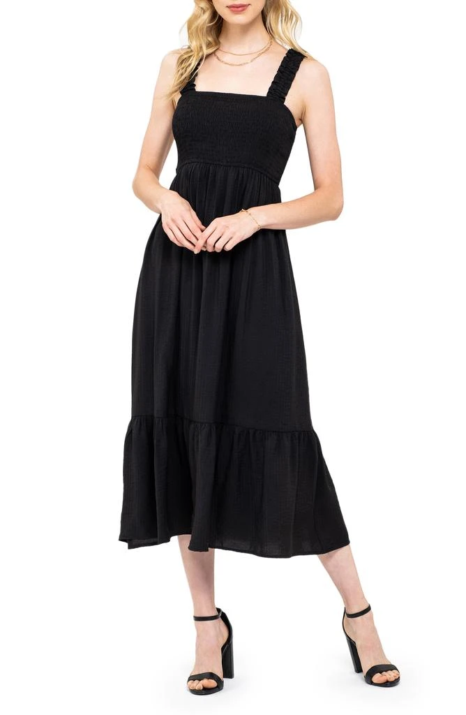 AUGUST SKY Smocked Empire Waist Midi Dress 1