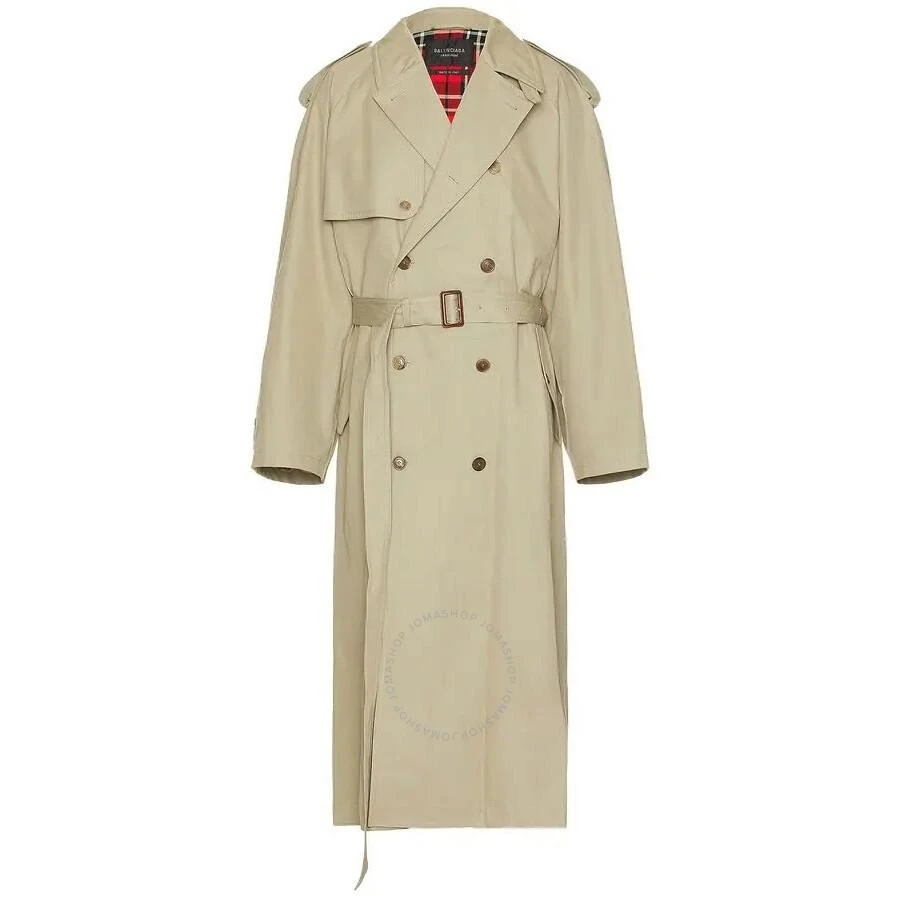 Balenciaga Men's Military Beige Belted Maxi Trench Coat 1