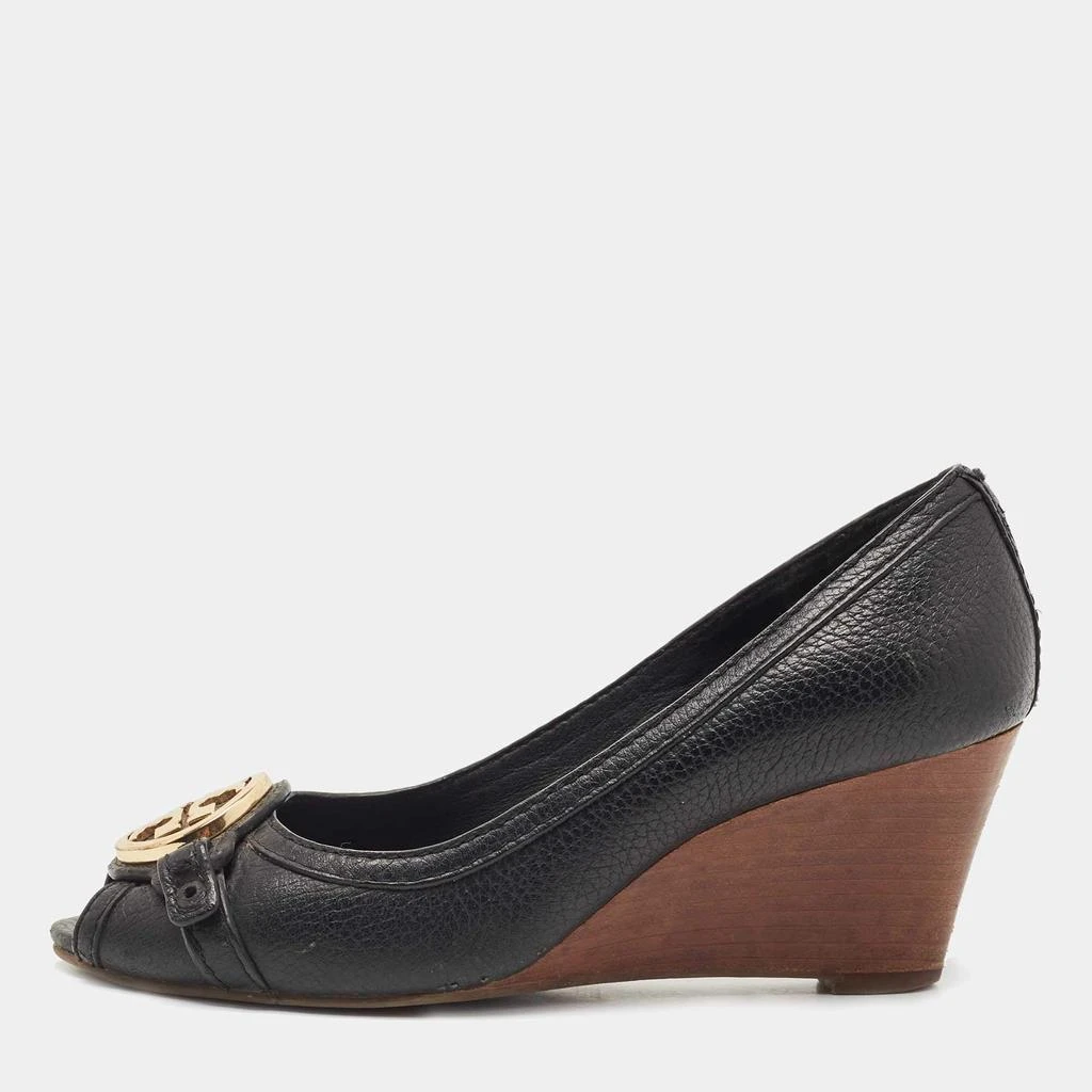 Tory Burch Tory Burch Black Leather Sally Wedge Pumps Size 39.5 1