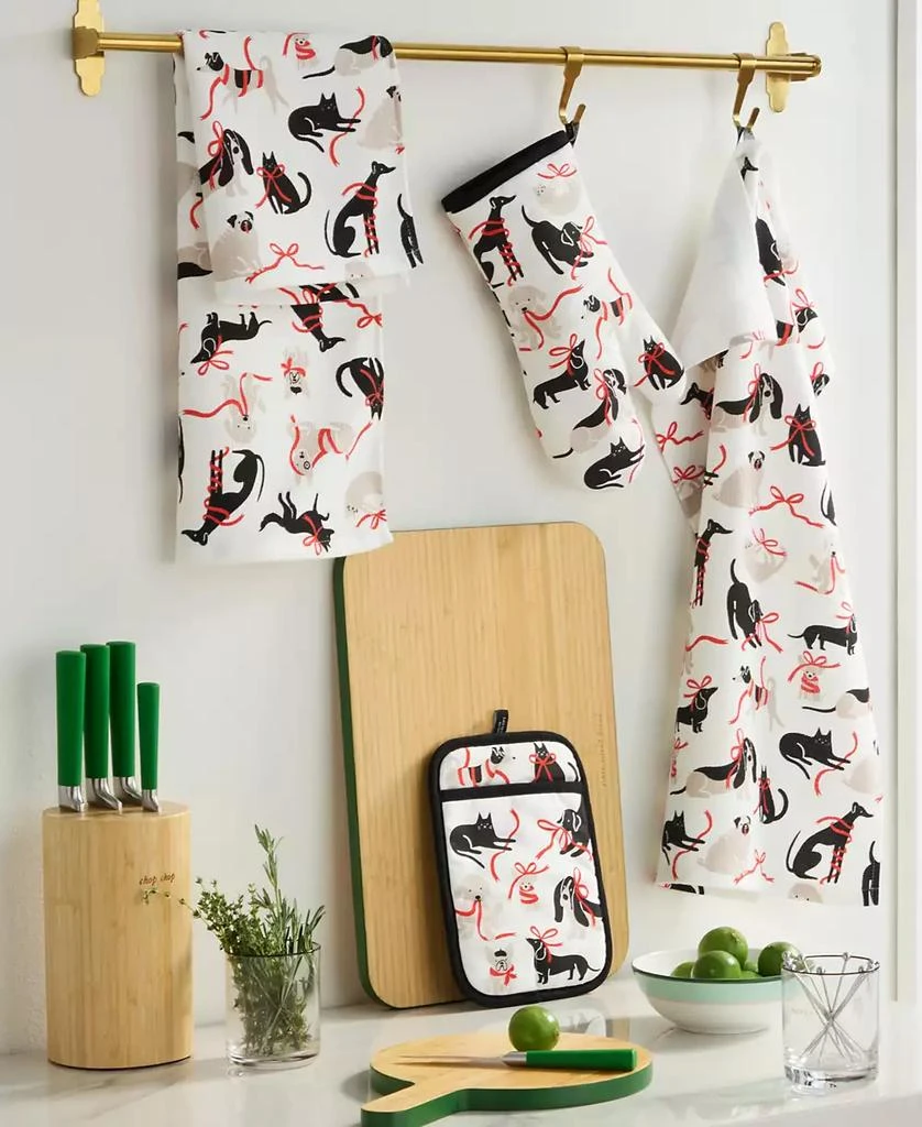 Kate Spade Holiday Pets Kitchen Towel, Oven Mitt 
Potholder, Set of 4 8