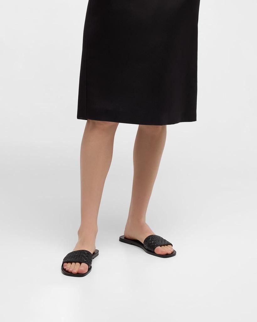 The Row Link Woven Calfskin Slide Sandals