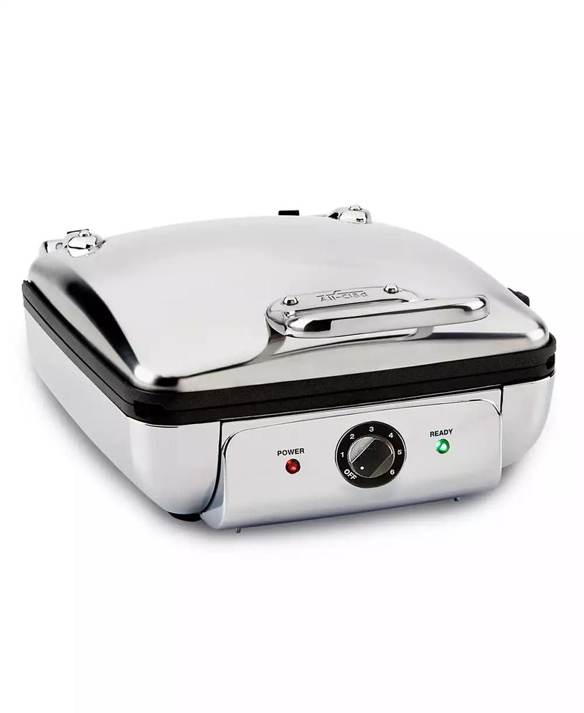 All-Clad Gourmet Mechanical Stainless Steel Belgian Waffle Maker with Removable Plates, 4 Slice
