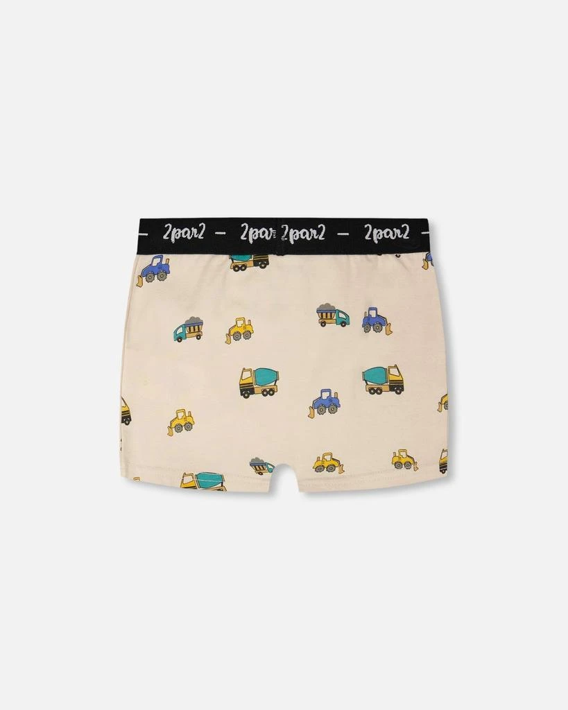 Deux par Deux Organic Cotton Boxer Beige Truck Print 2
