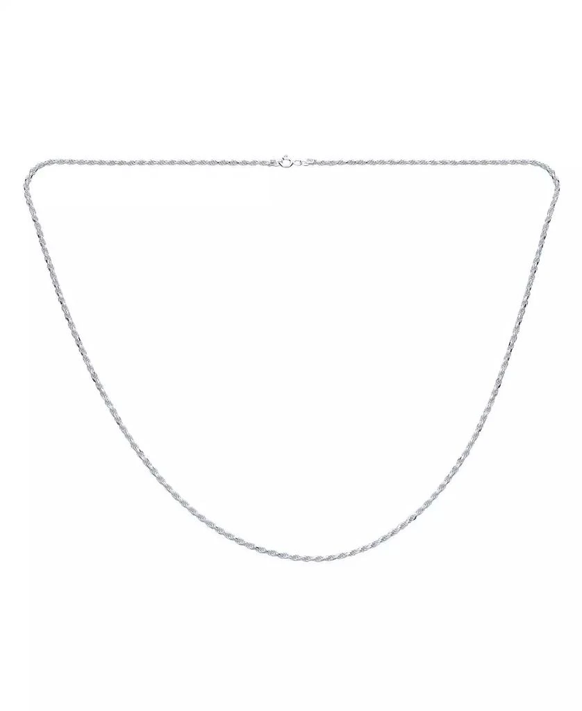 Bling Jewelry Thin Lightweight 2MM .925 Sterling Silver Rope Link Chain Necklace