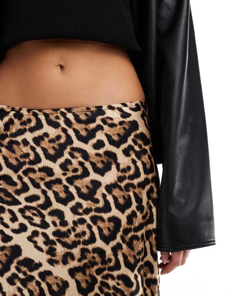 Brave Soul Brave Soul satin maxi skirt in leopard print 5