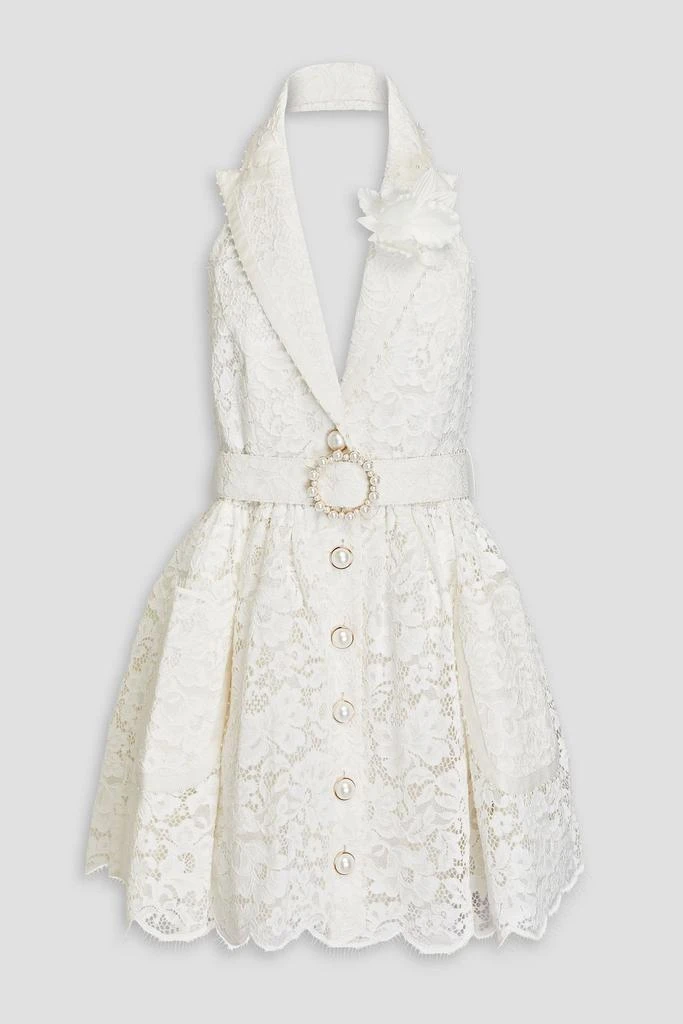 Zimmermann Embellished corded lace halterneck mini dress 1
