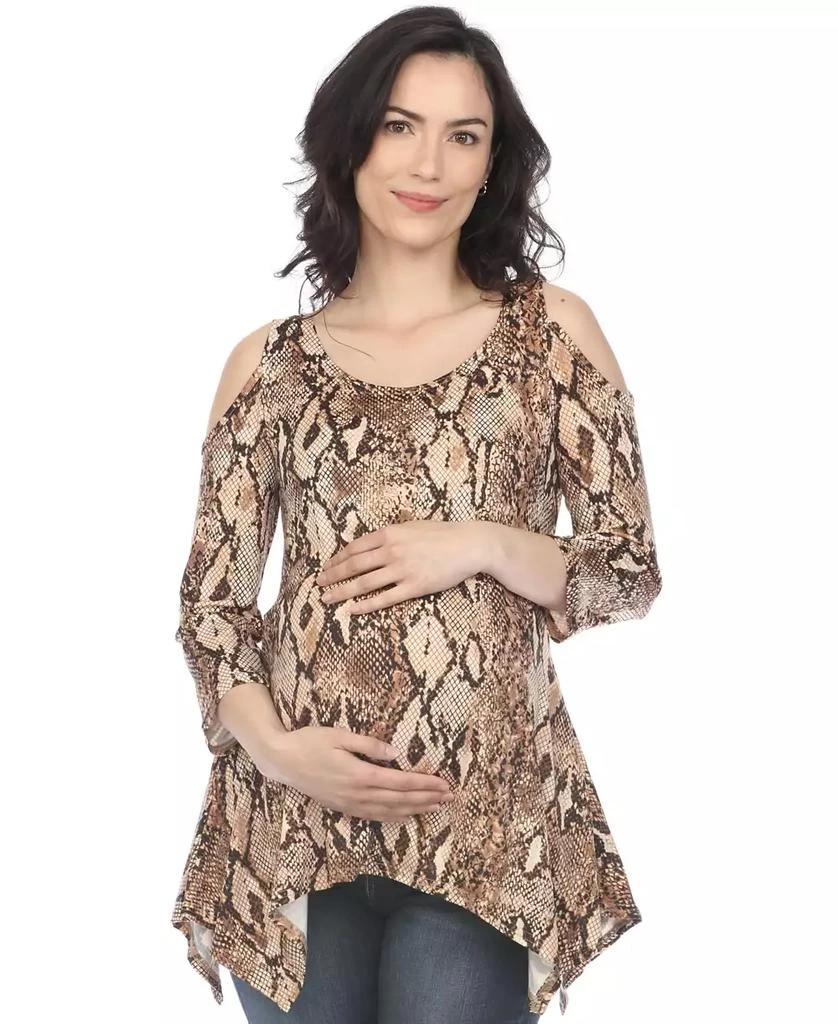 White Mark Maternity Snake Print Cold Shoulder Tunic 8