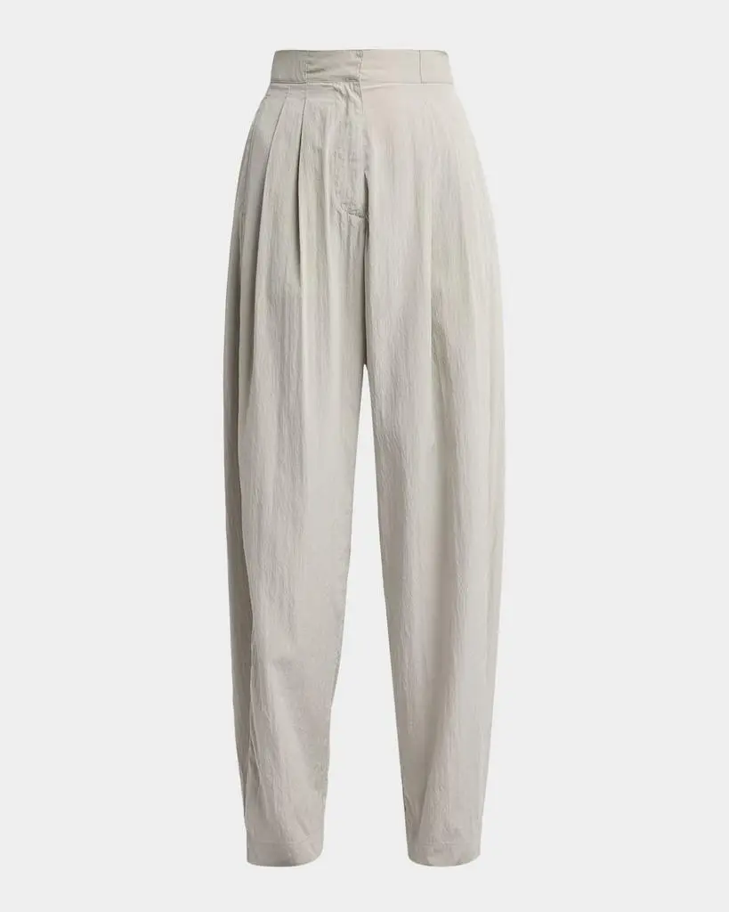 The Row Iven Low-Rise Crinkled Barrel-Leg Pants
