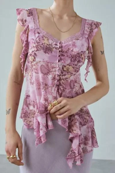 Kimchi Blue Kimchi Blue Eleanor Flyaway Hanky Hem Blouse 2
