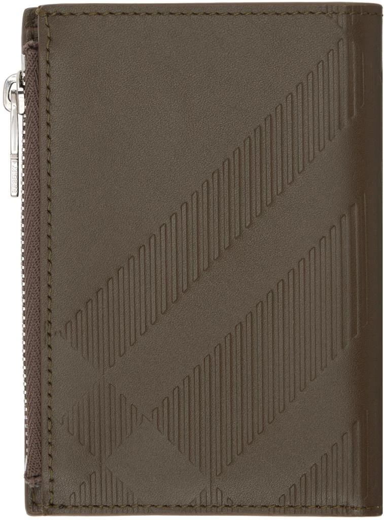 Burberry Khaki Embossed Check Zip Bifold Wallet 2