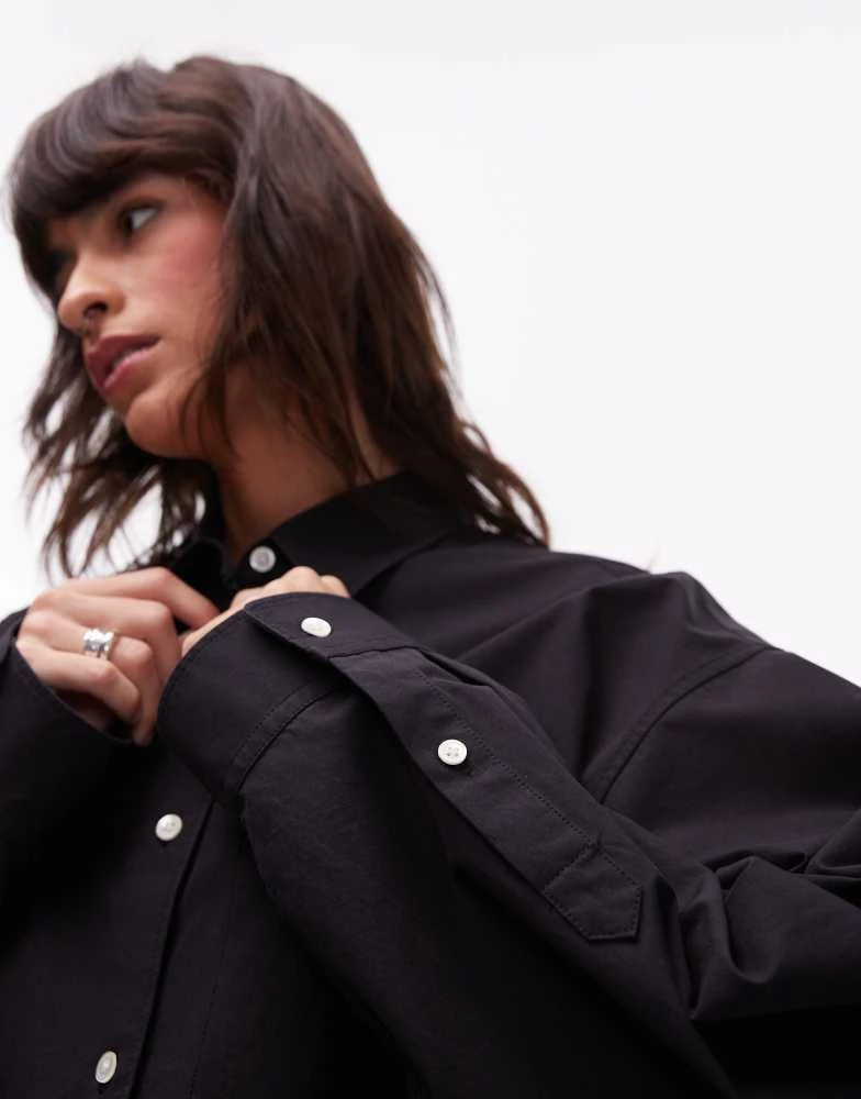 ARKET ARKET oversized structured shirt with batwing sleeves in black 3