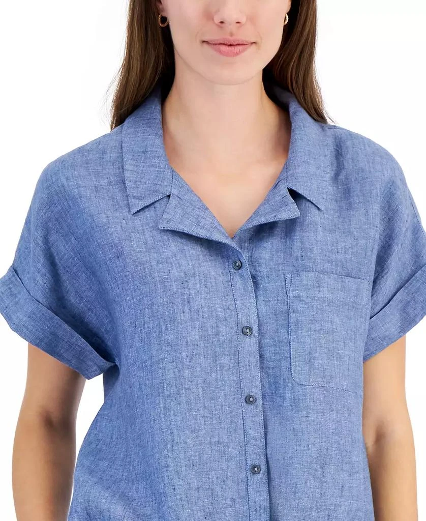 Charter Club Women's 100% Linen Tie-Front Shirt, Created for Macy's 3