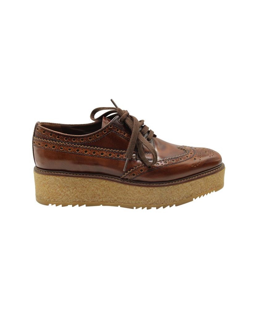 Prada Prada Platform Derby Shoes in Brown Leather