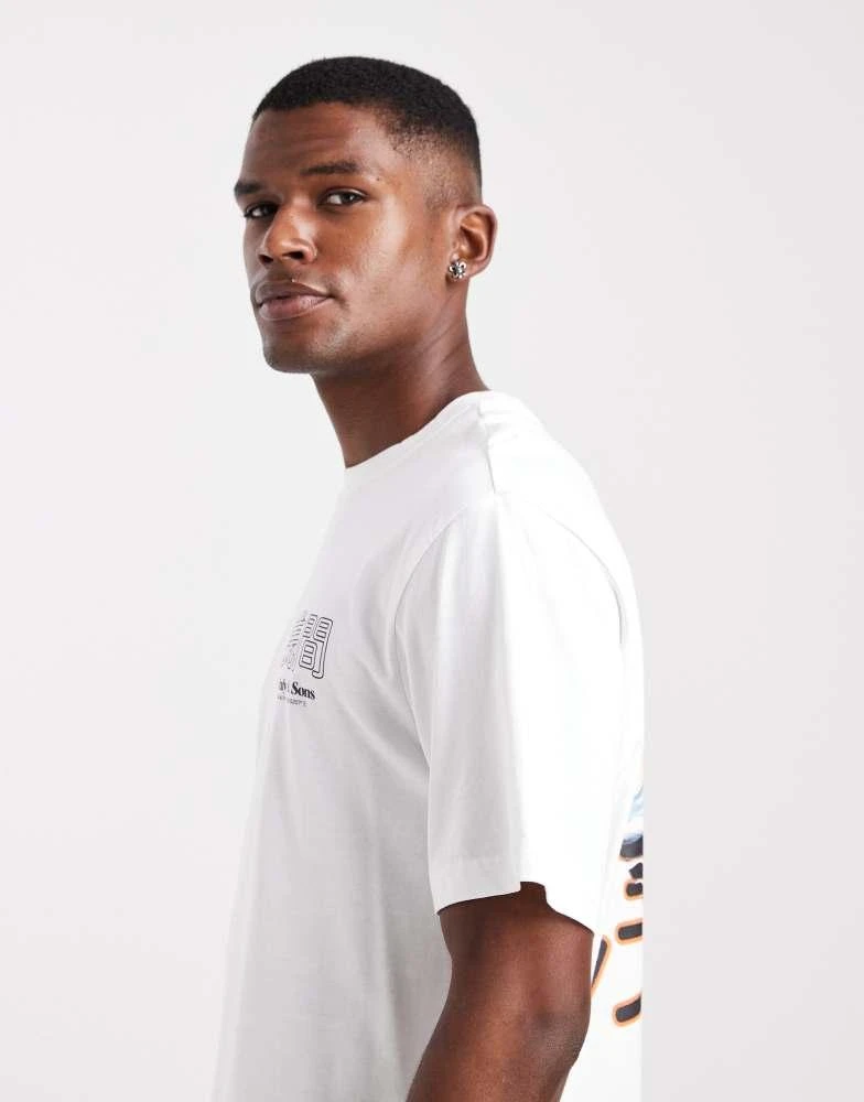 Only & Sons ONLY & SONS relaxed fit t-shirt with mountain view back print in white 4