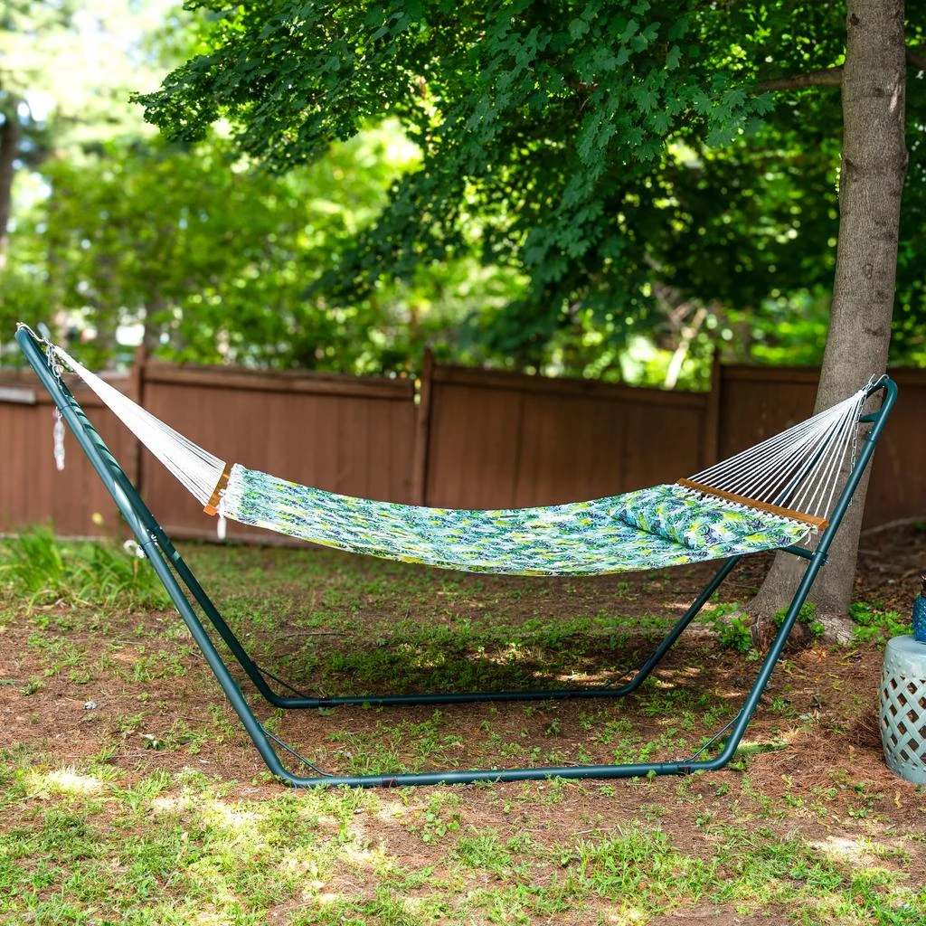 Sunnydaze 2-Person Quilted Printed Fabric Spreader Bar Hammock/Pillow with S Hooks and Hanging Chains - 450 lb Weight Capacity 5